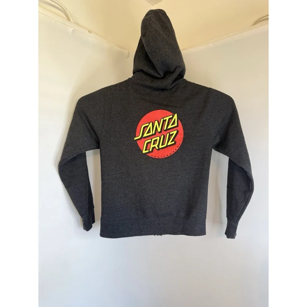Santa Cruz Skateboards Dark Gray‎ Hoodie Full Zip Big Dot Size Youth XLarge EUC